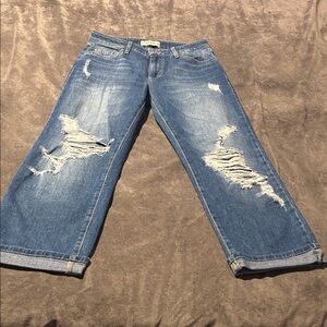 Guess Blue Distressed Wide Leg Jeans